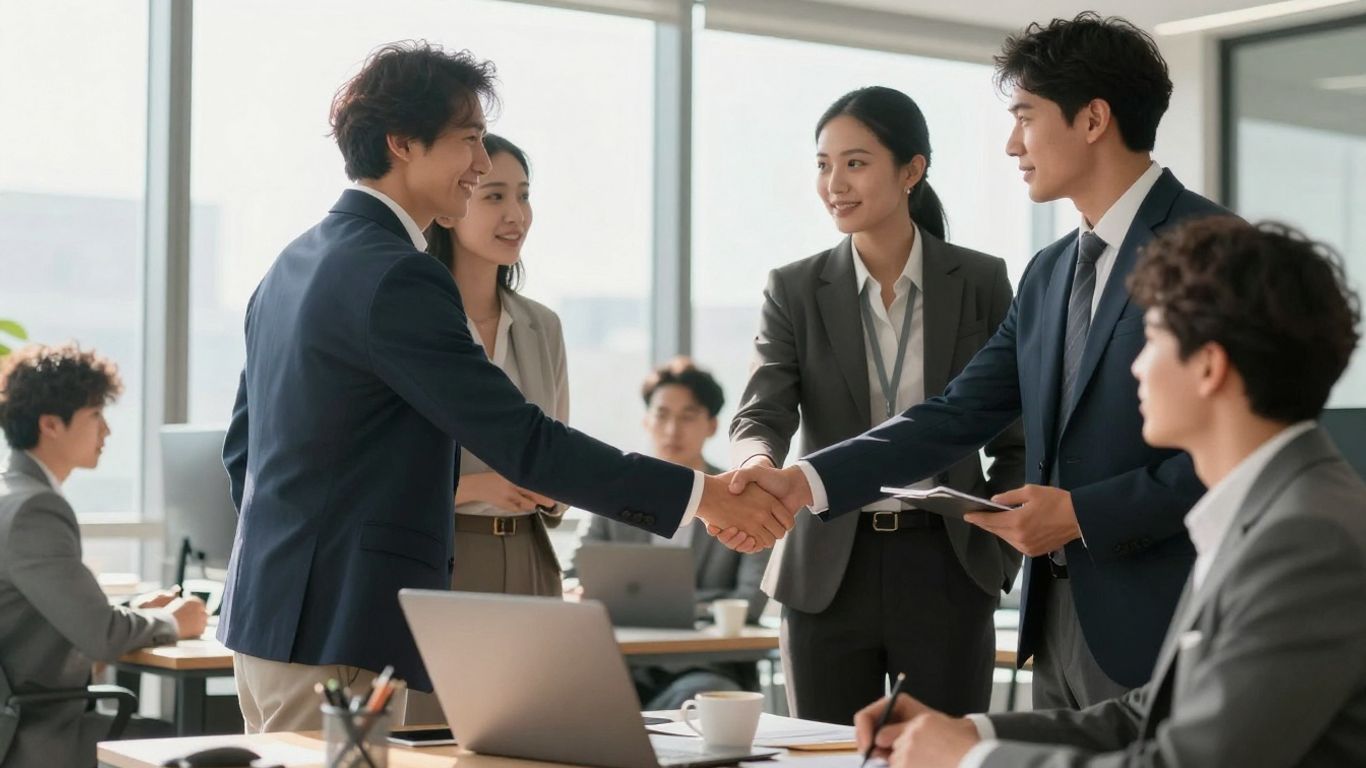 Personas de negocios discutiendo oportunidades de inversión.