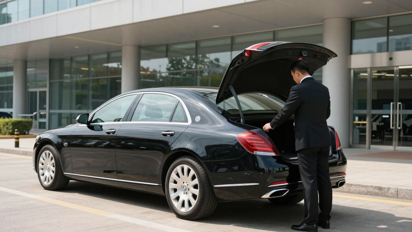 Professional chauffeur ready for airport pickup