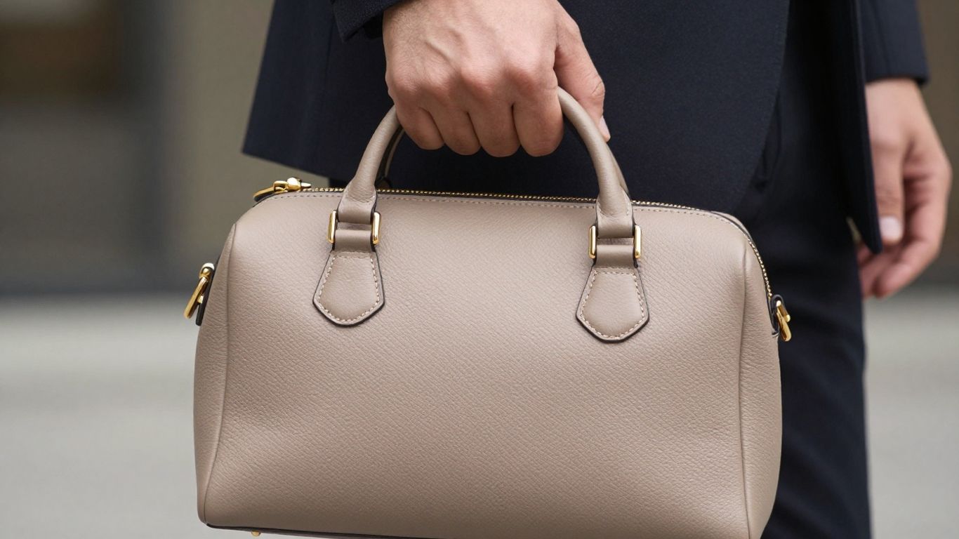 Mann mit einer luxuriösen Designer-Leder-Umhängetasche.