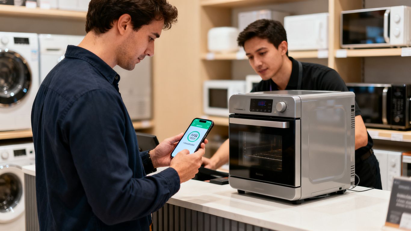 Digital voucher being scanned at store