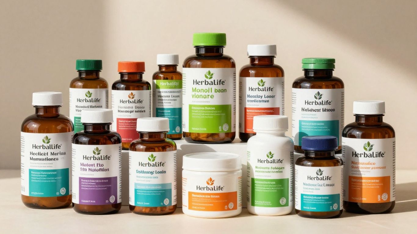 Herbalife wellness and beauty products display.