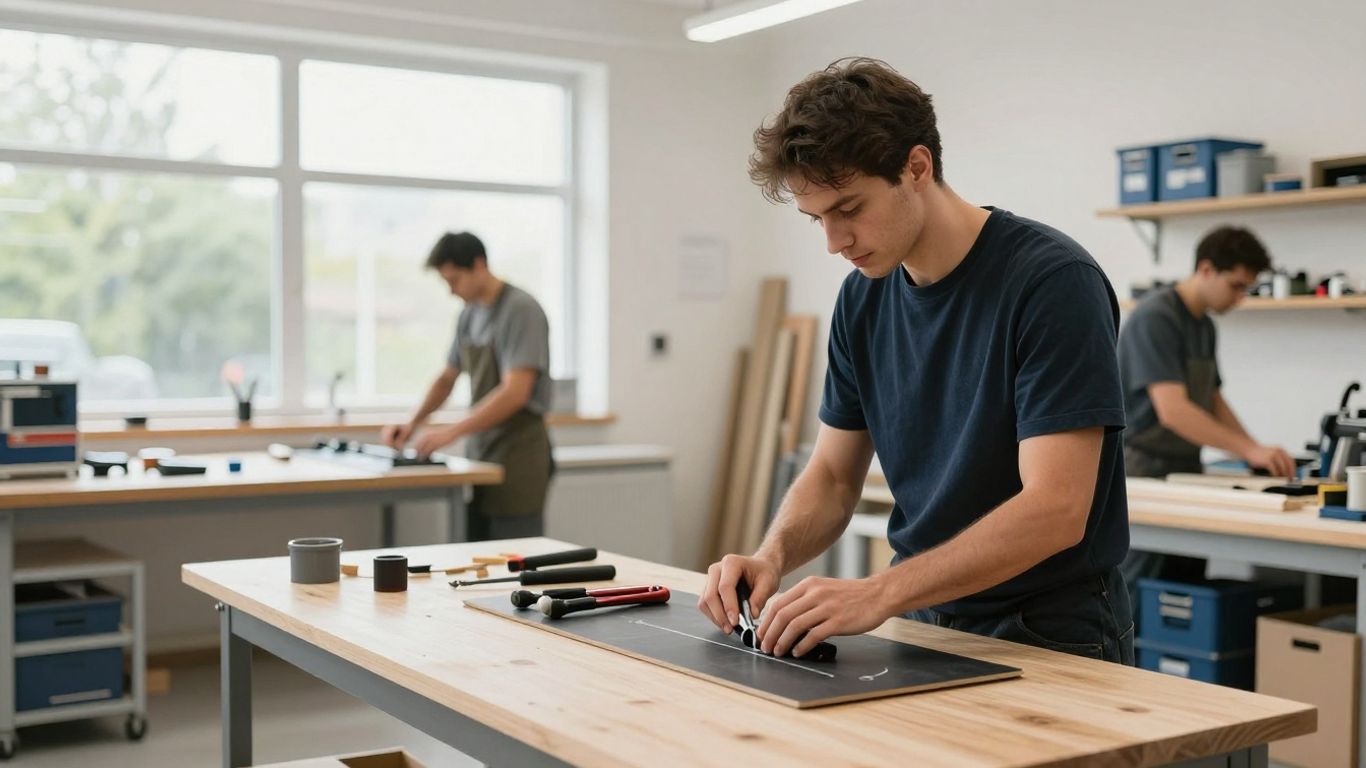 Handwerker arbeiten zusammen an einem Projekt