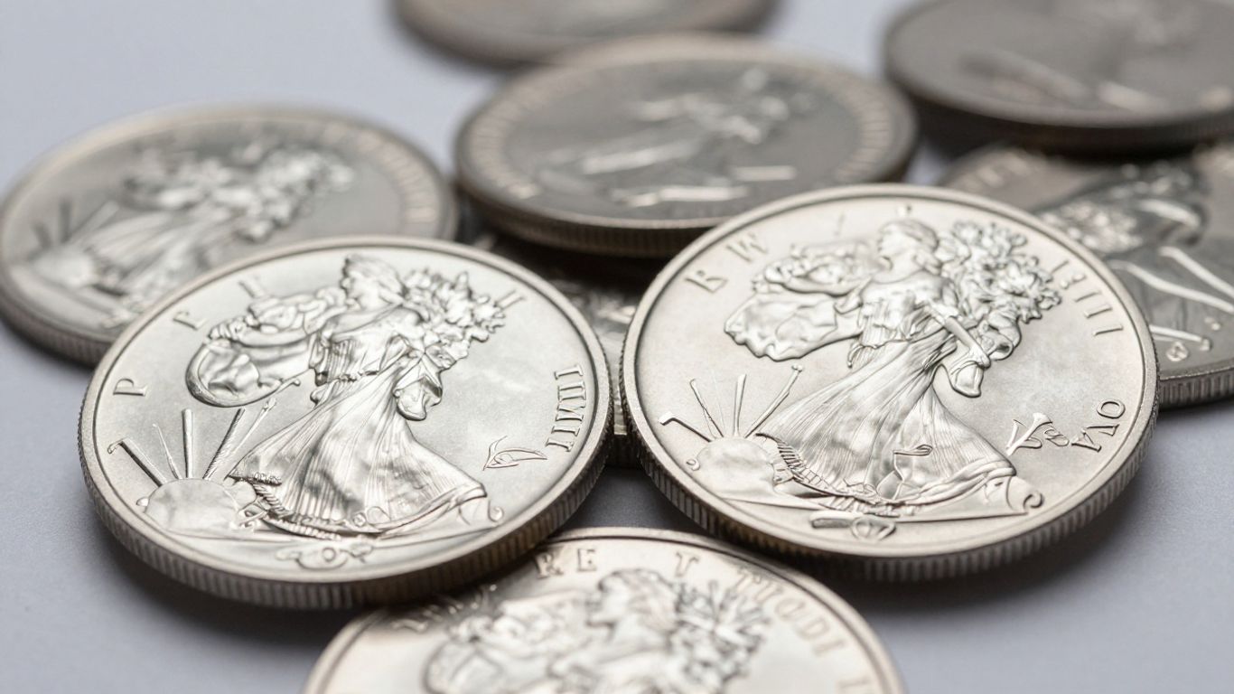 Stack of shiny Silver Eagle coins