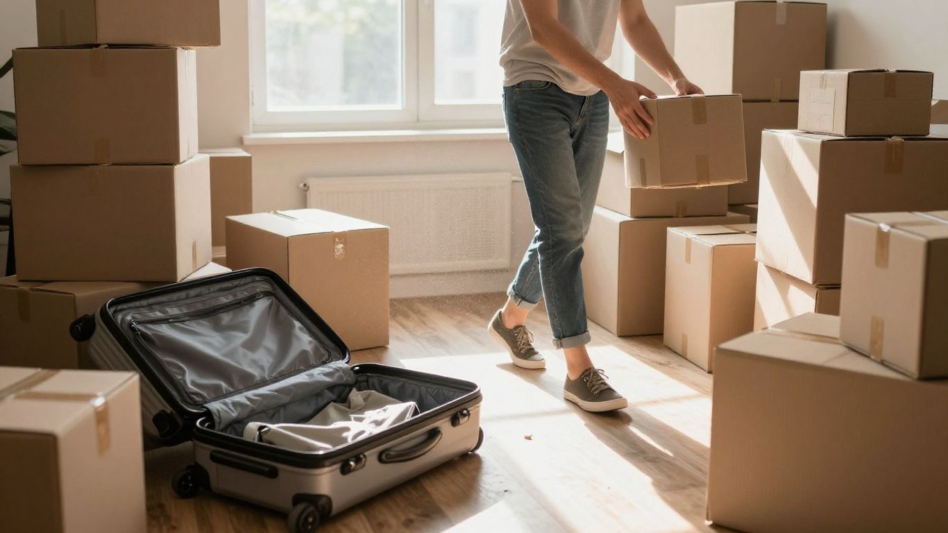 Person packing boxes before moving day.