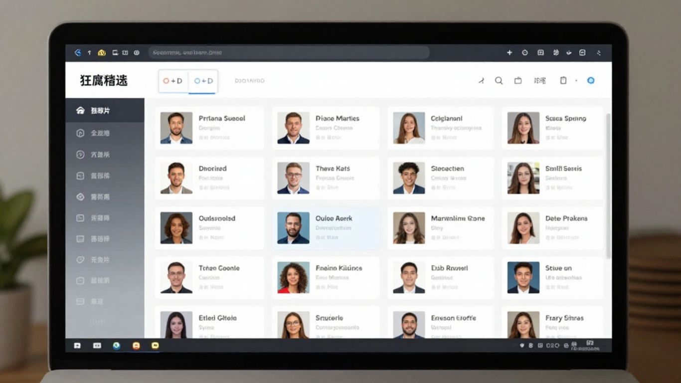 Digital learning management system dashboard with courses and profiles.