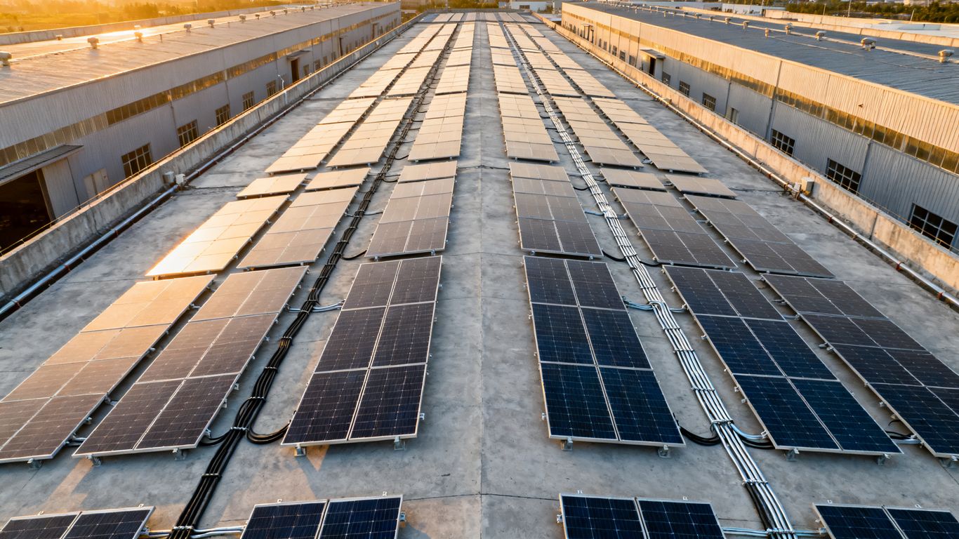 Completed commercial solar project on industrial facility