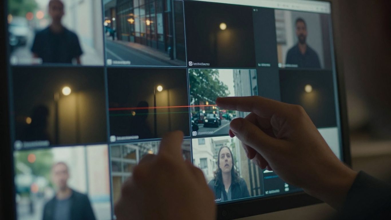 Close-up video frame under forensic inspection