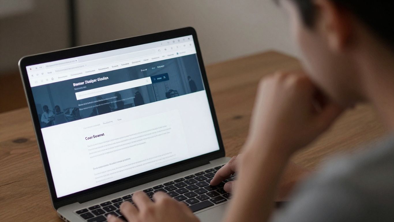 Person looking at a website on a laptop.