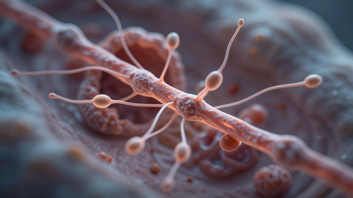 Thyroid gland with biotin molecules interacting.