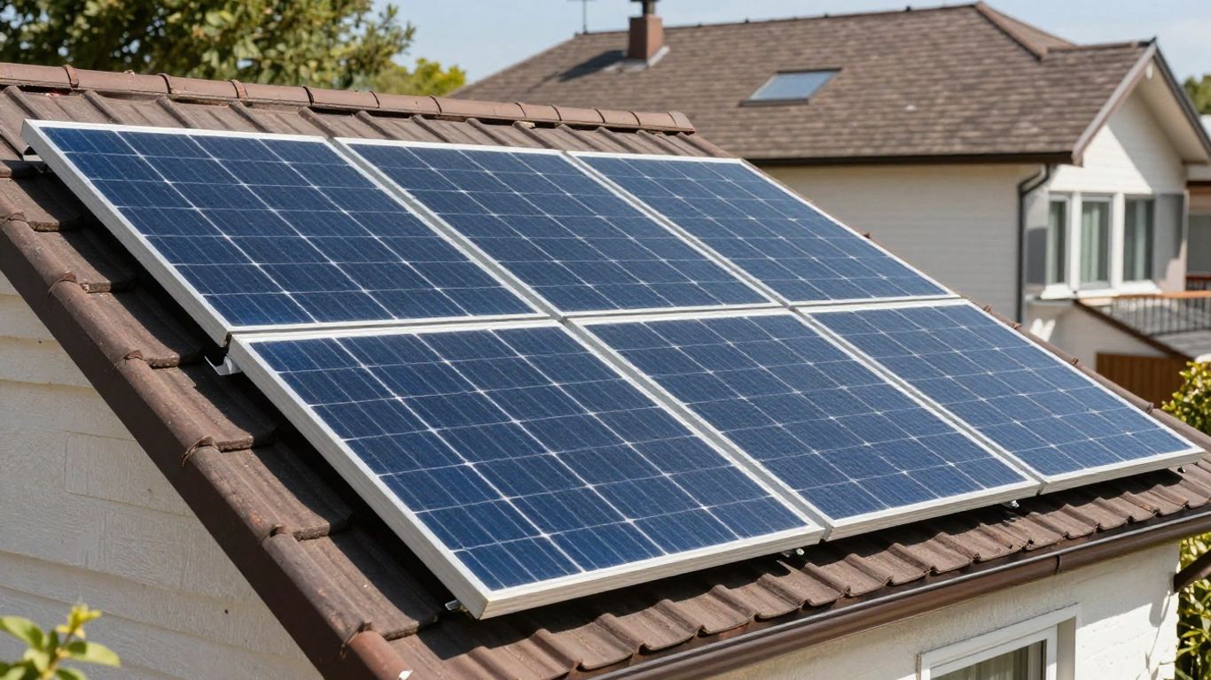 Solar panels on a house roof