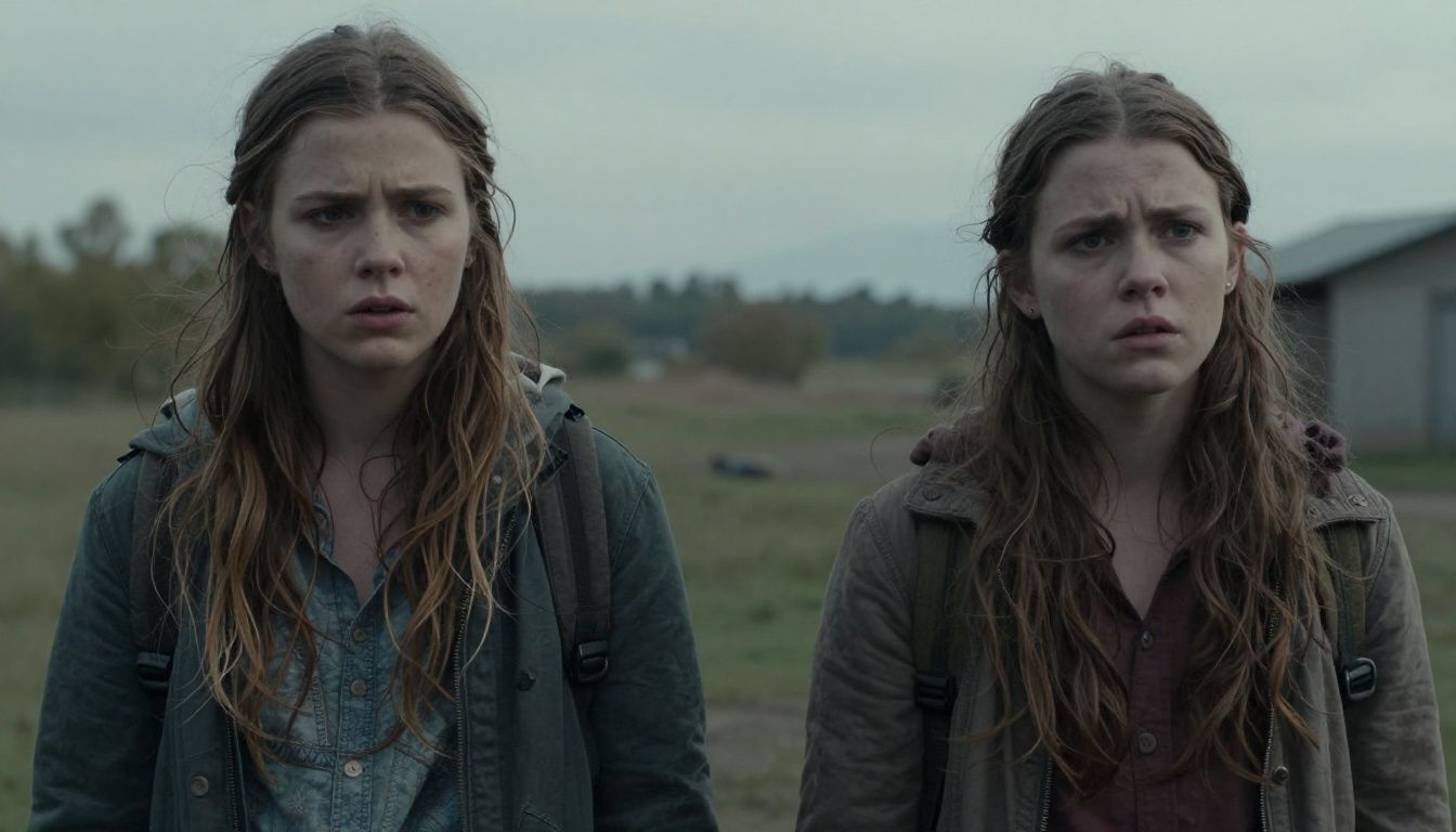Ellie e Abby em um cenário pós-apocalíptico contrastante, capturando a tensão emocional do final