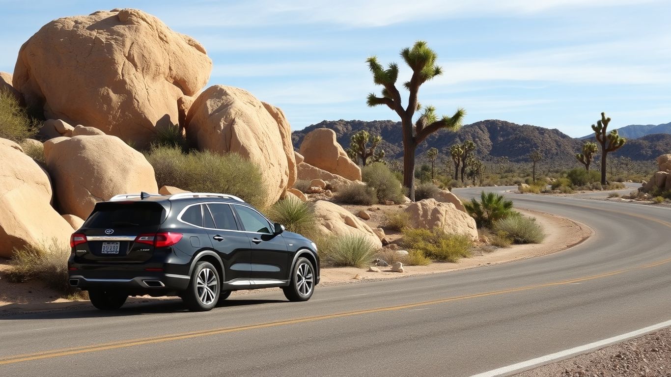 SUV on desert road