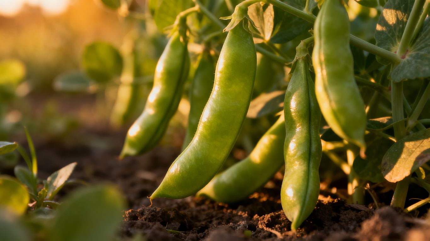Frische Buschbohnen im Garten