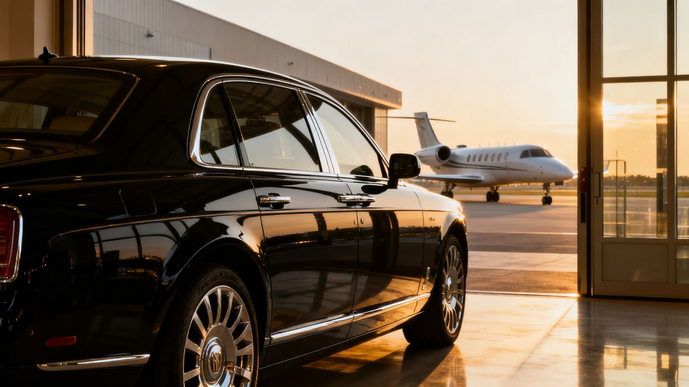 Luxury vehicle parked at a private terminal