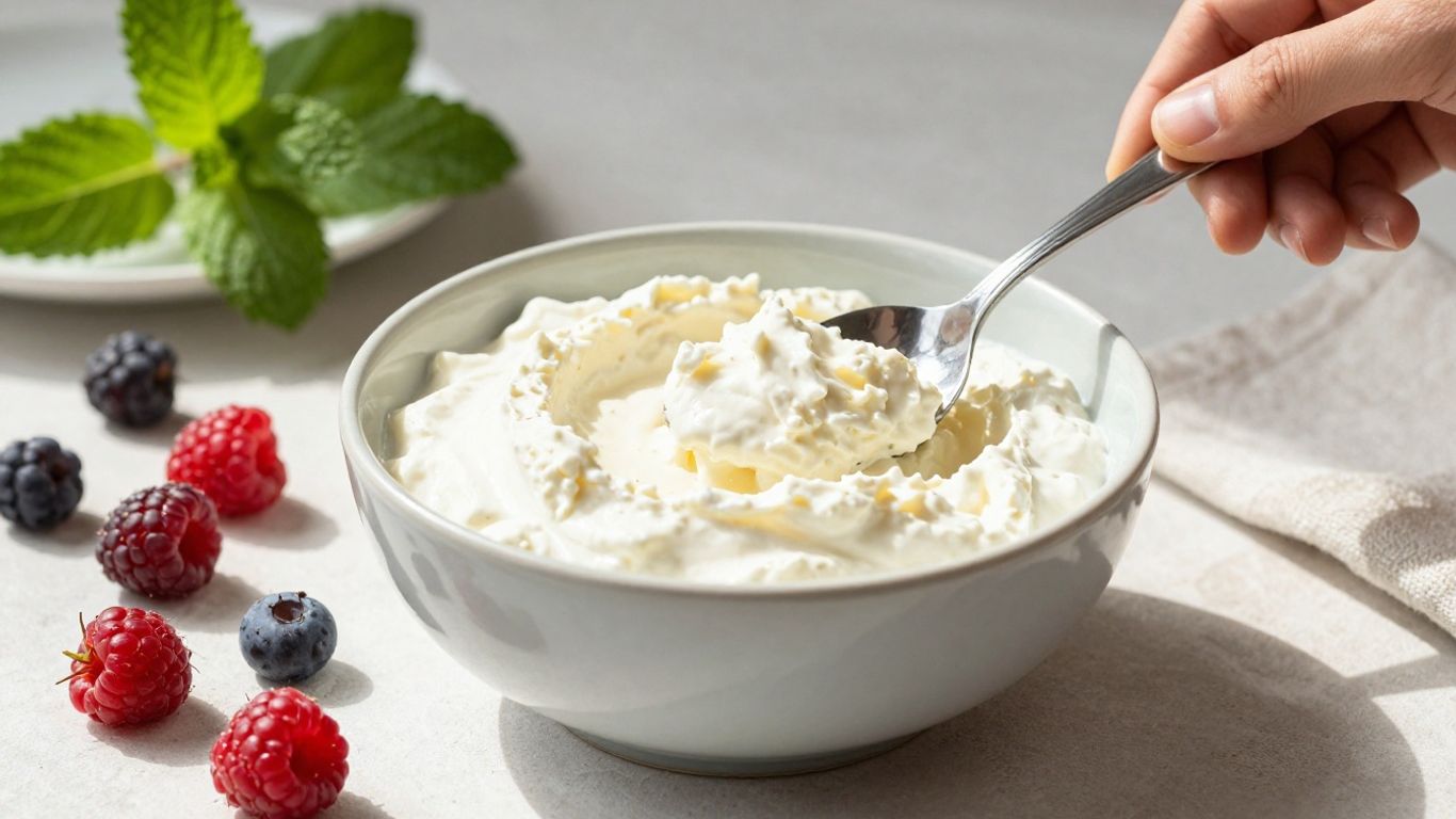 Bowl of curd with berries, healthy snack