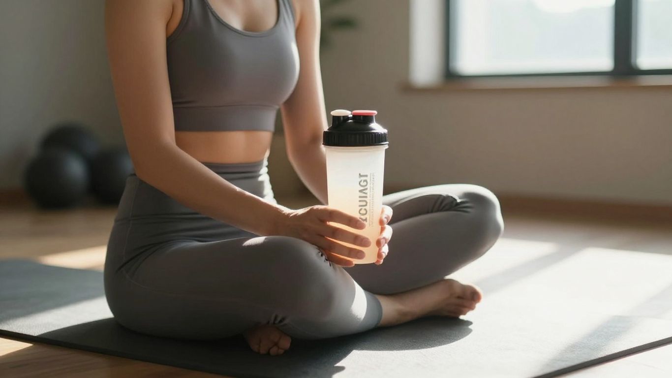 Person with shaker bottle after workout
