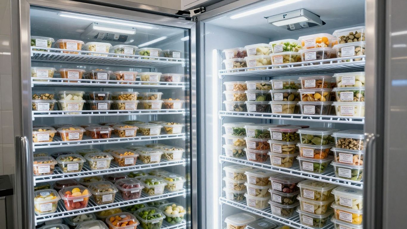 Stockage de produits frais dans une chambre froide organisée