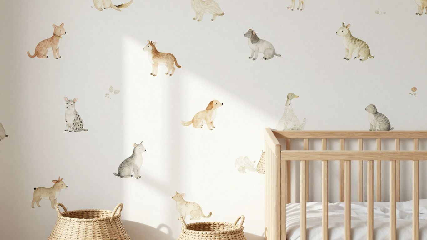 Détail photographique d’un décor mural enfant sain