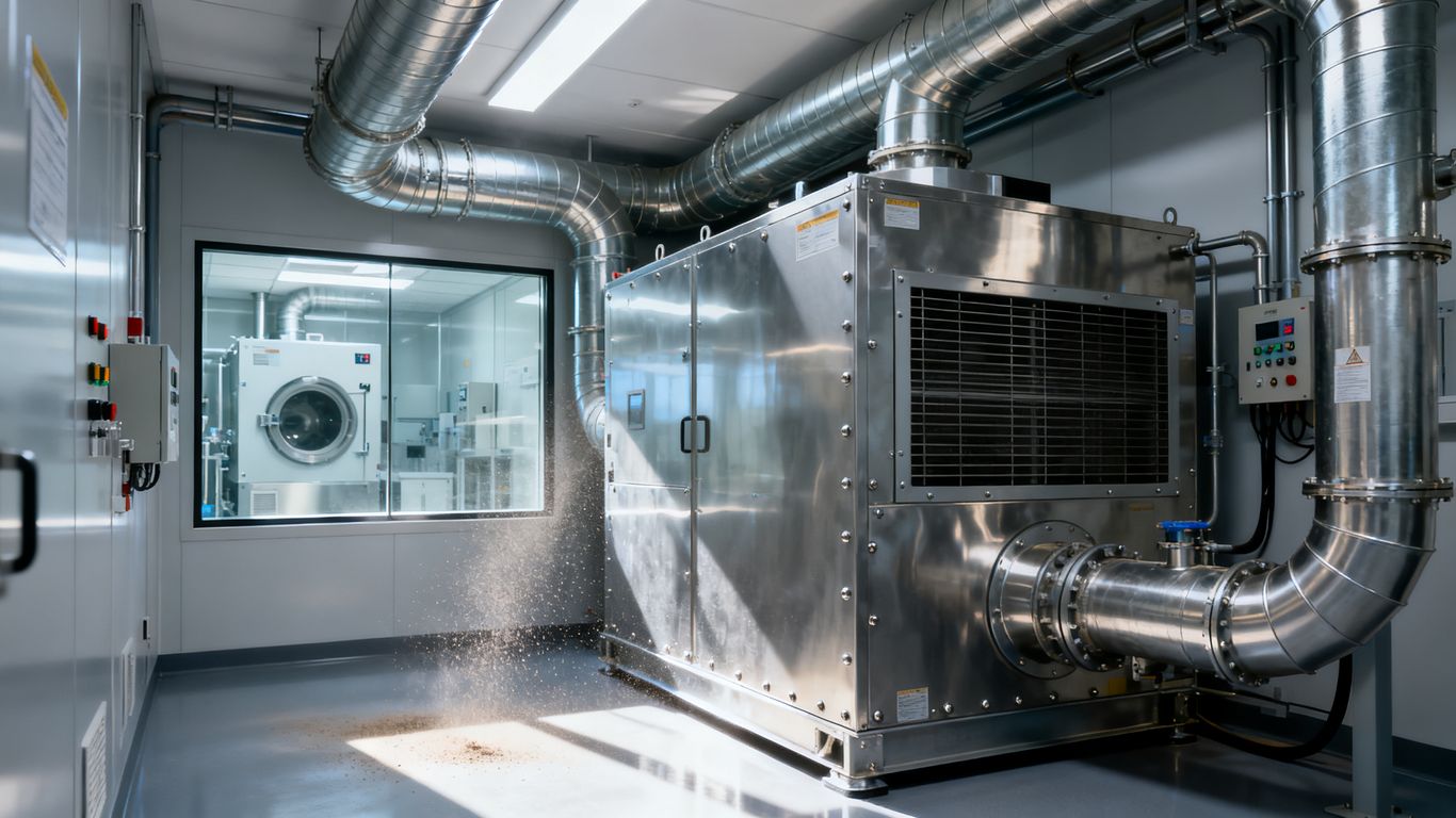 Industrial scale dehumidification equipment in a lab