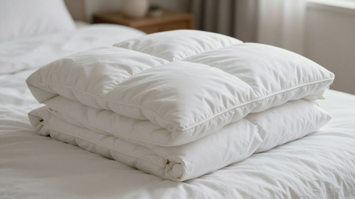 Snowe down alternative comforter on a bed.