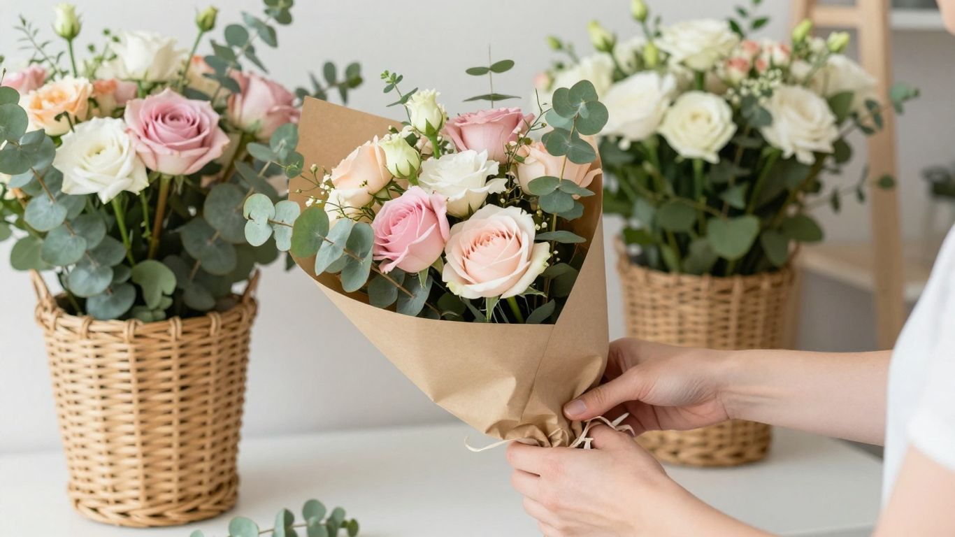 Florist preparing a bouquet for Altona delivery