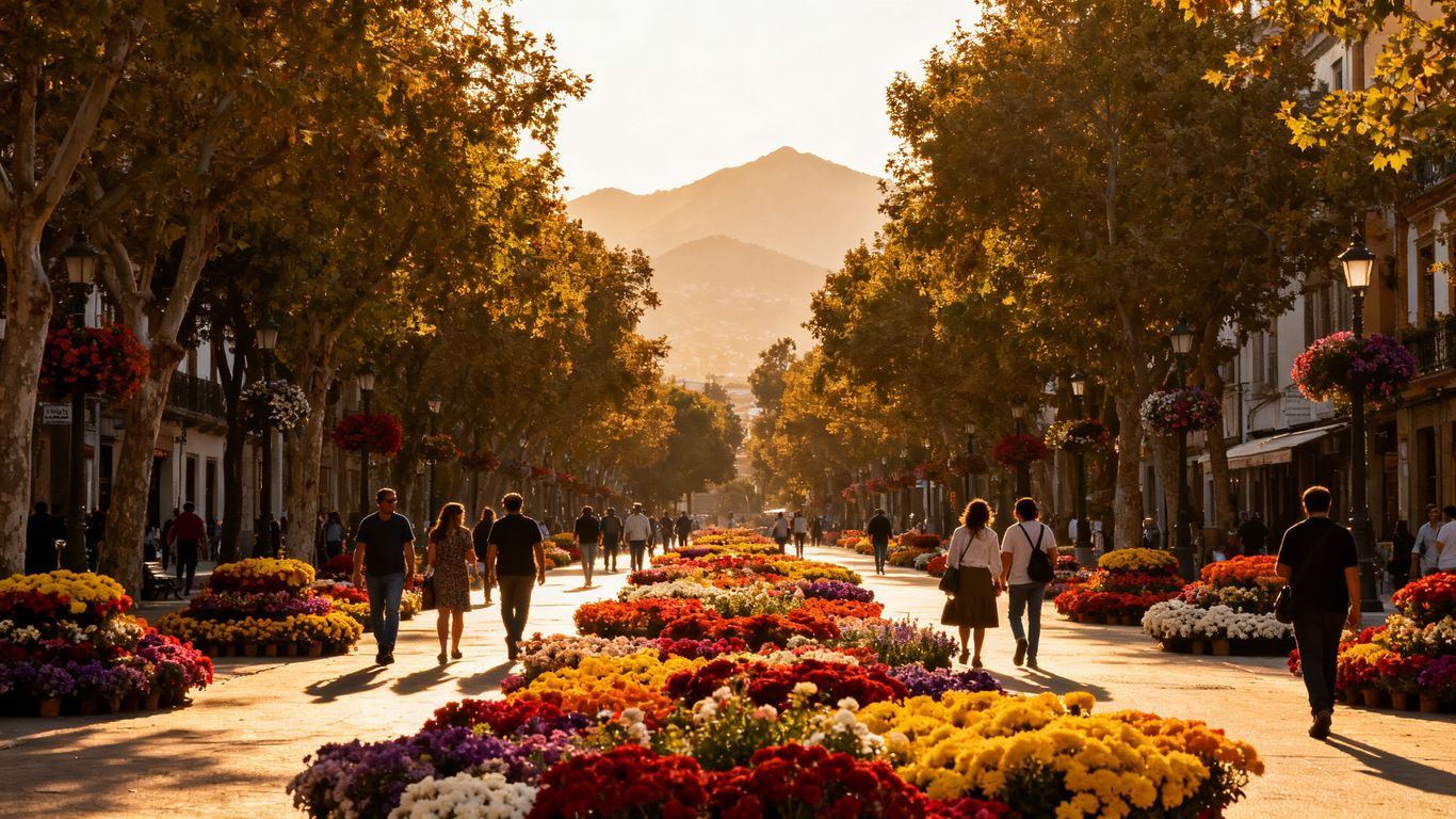 Medellín streets during a colorful flower festival