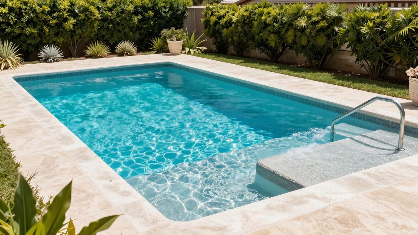 Fiberglass and concrete pools in Texas backyards.