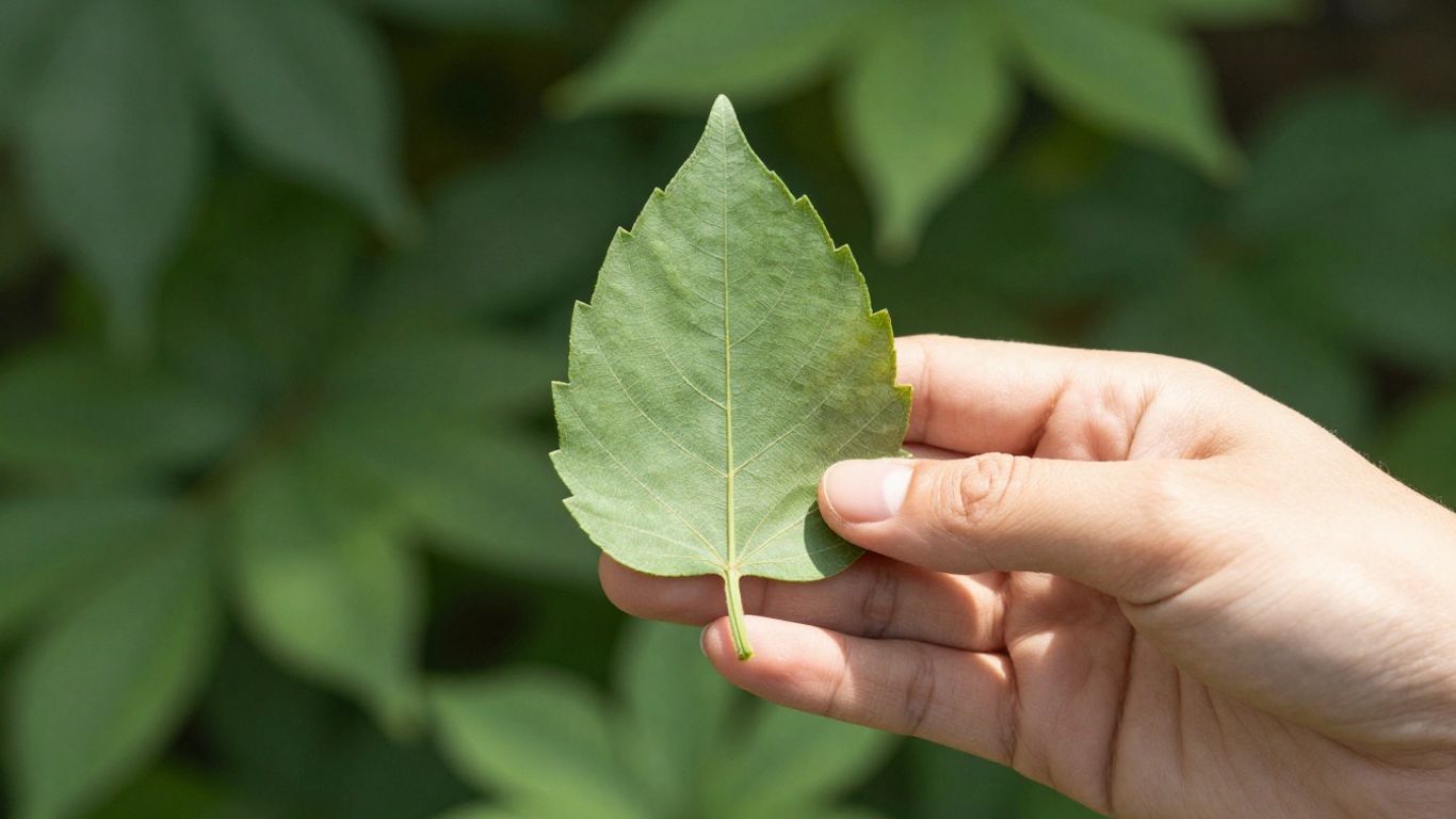 Product with a green leaf label in natural light.