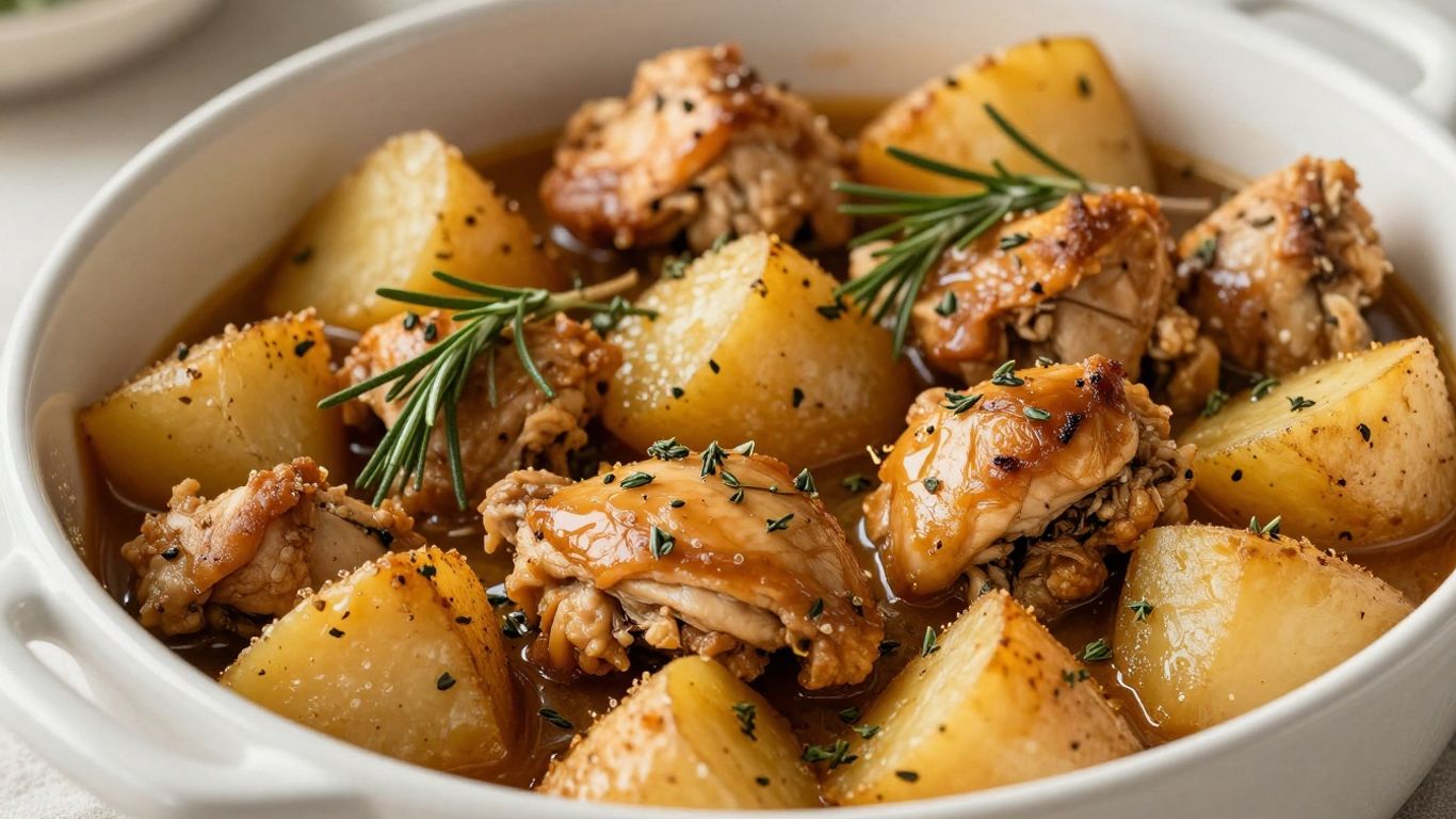 Crock pot chicken and potatoes with herbs.