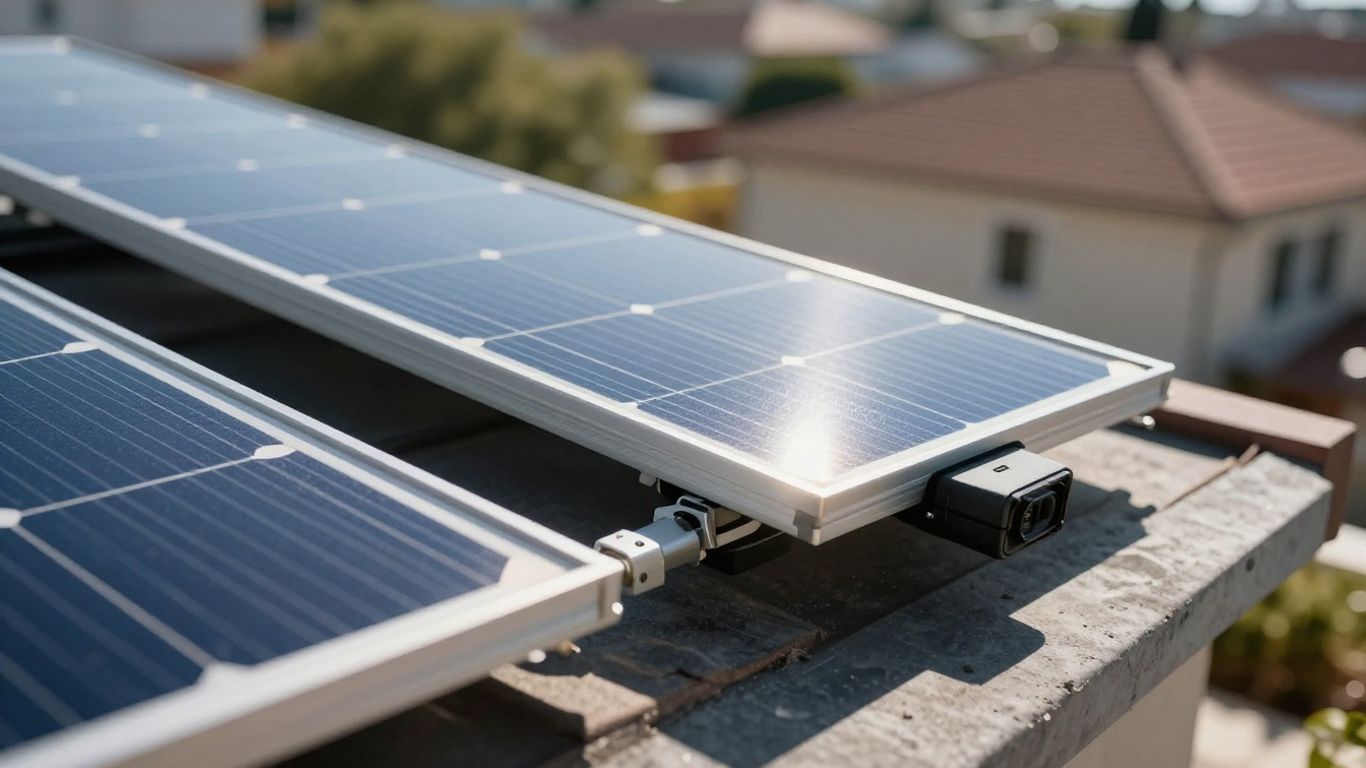 Micro onduleur sur panneau solaire, installation résidentielle.