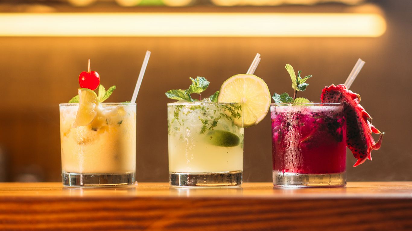 Local food and drinks on a wooden table