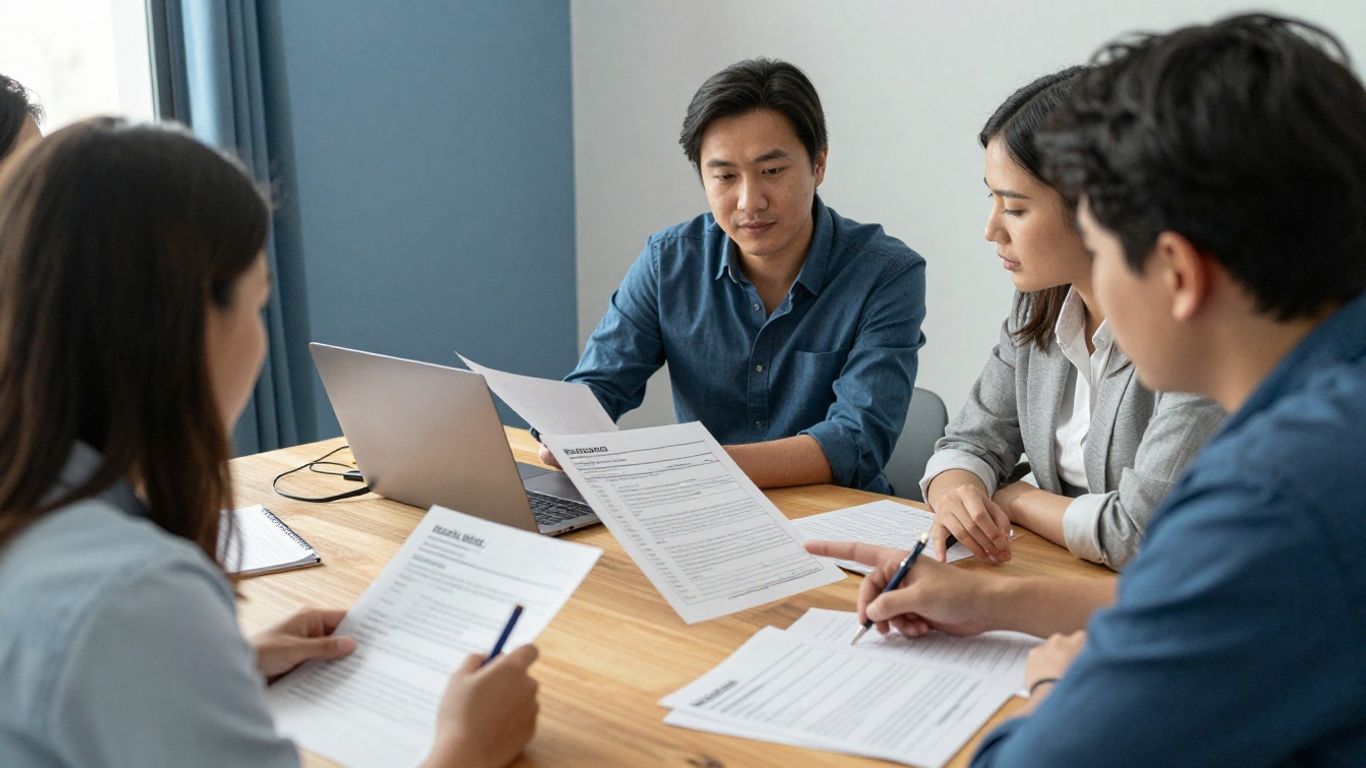 Colleagues reviewing incoming customer inquiries