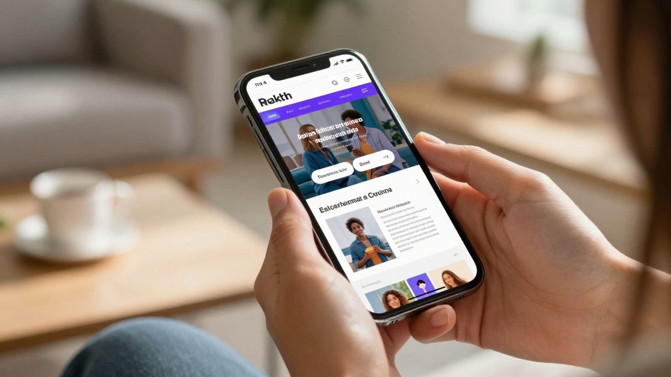 스마트폰으로 웹사이트를 탐색하는 사람.