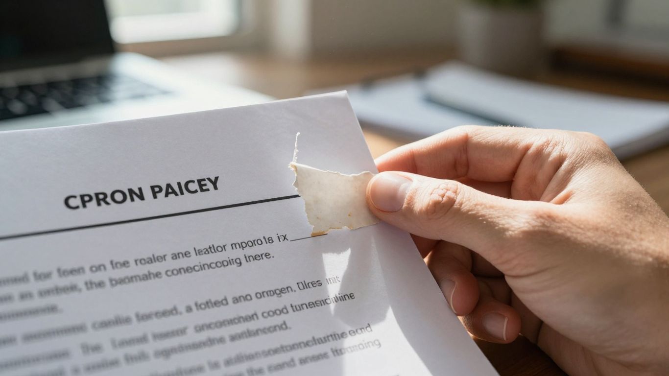 Hand holding lapsed insurance policy document