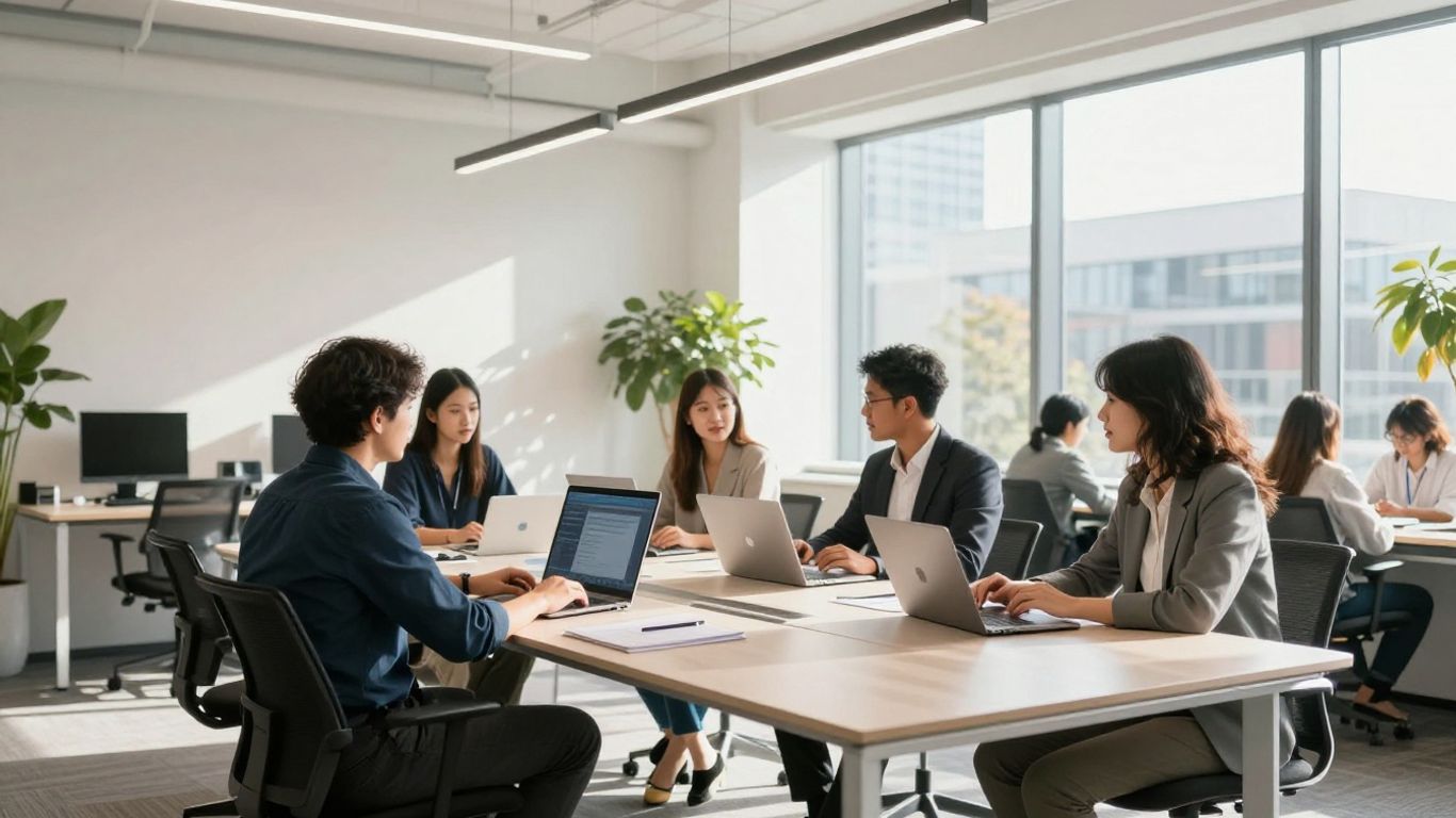 Team working in modern Adelaide office with AI technology.