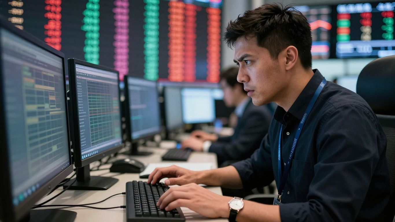 Trader reacting to fast-paced market news