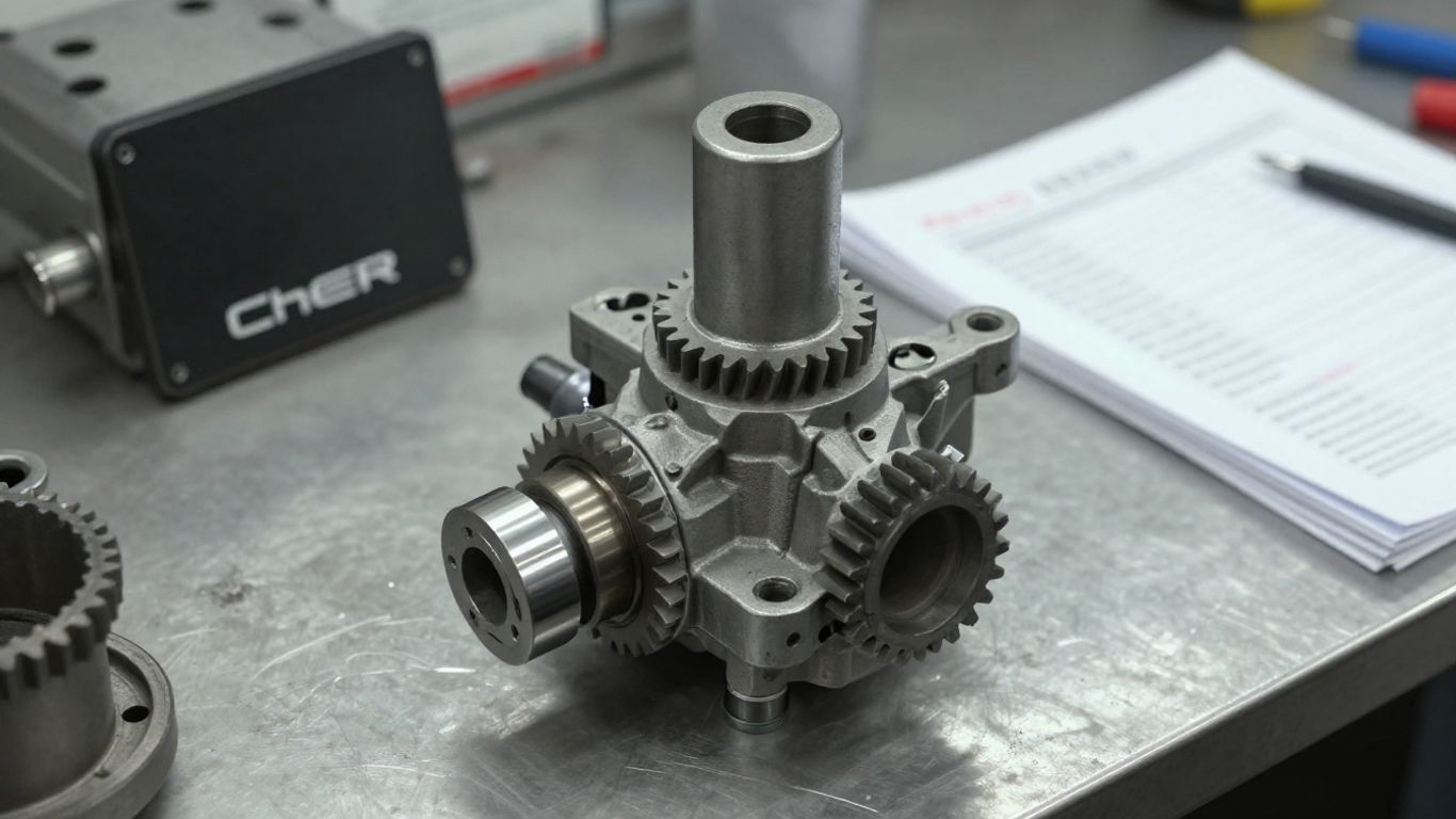Chery oil pump beside vehicle identification details