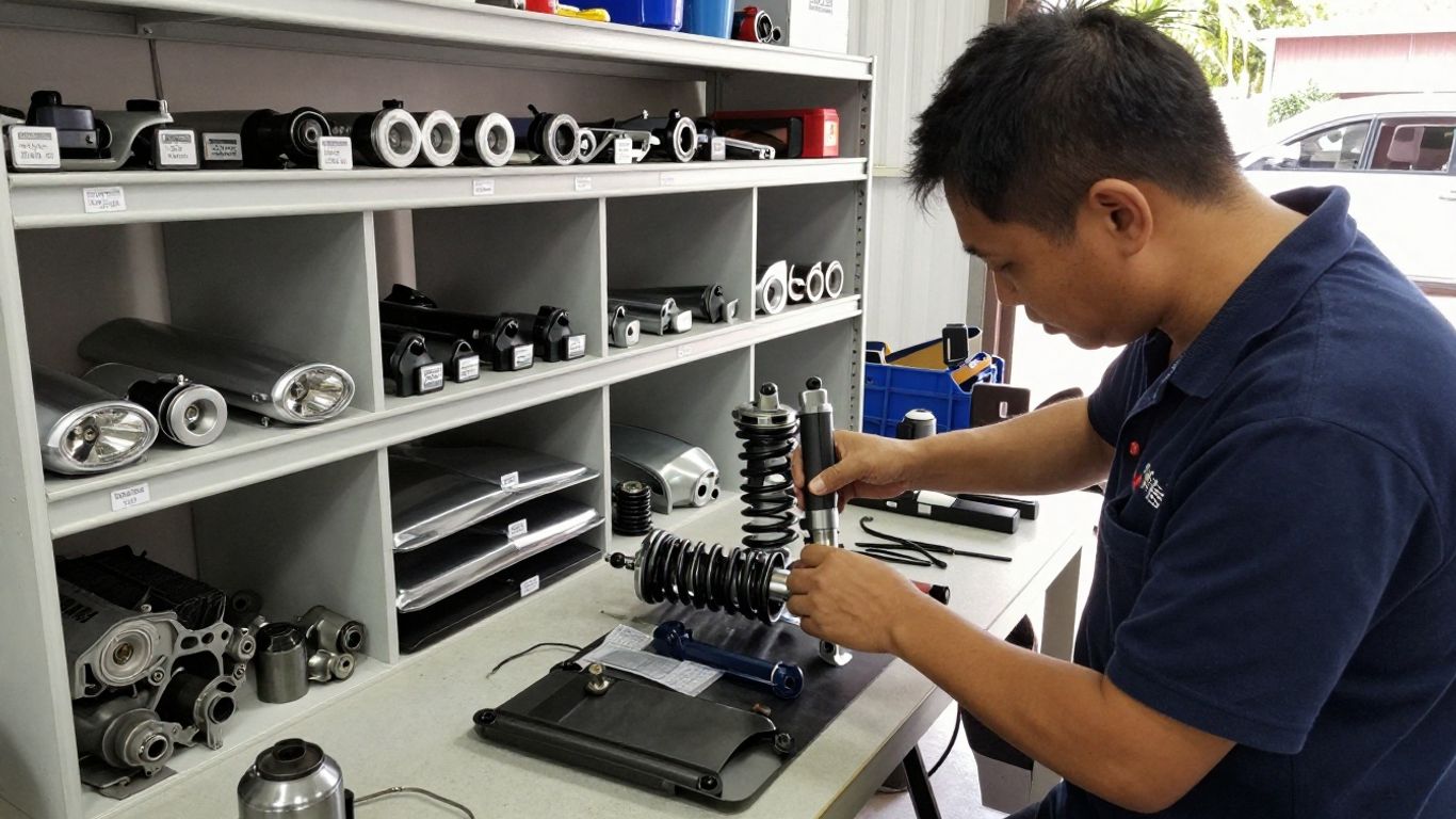 Technician inspecting Volkswagen Touareg parts