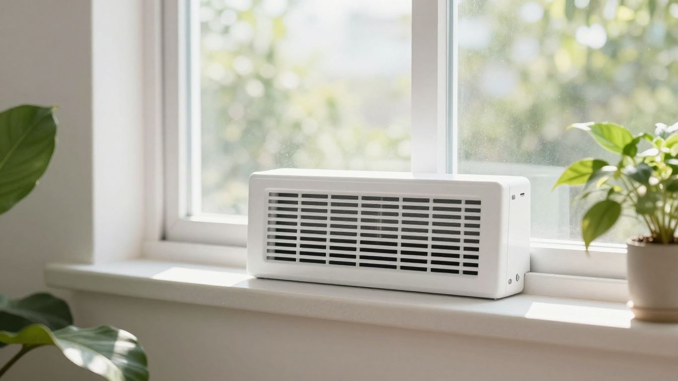 HVAC vent with clean air flowing into a bright room.