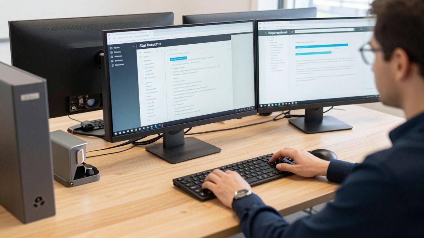 Modern business communication tech setup