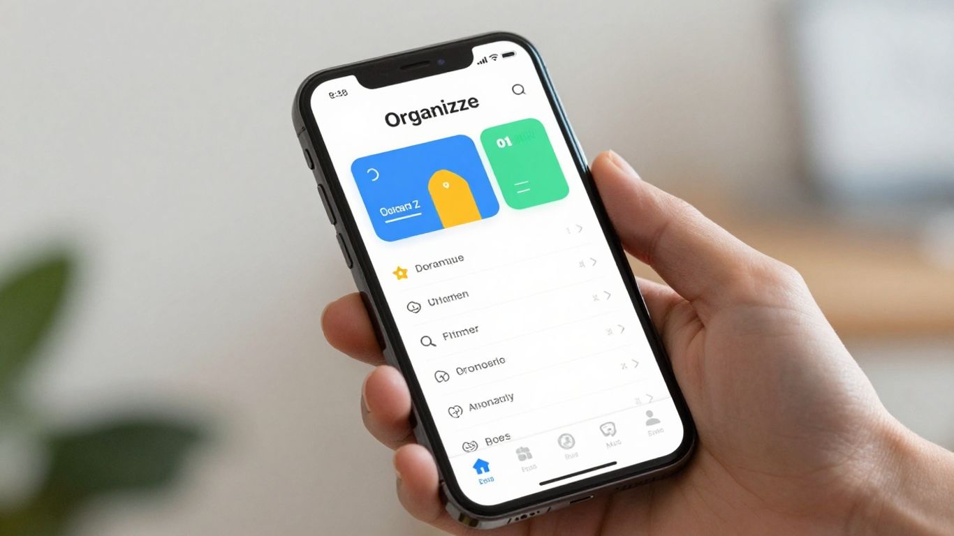 Tela do aplicativo Organizze em um smartphone moderno.