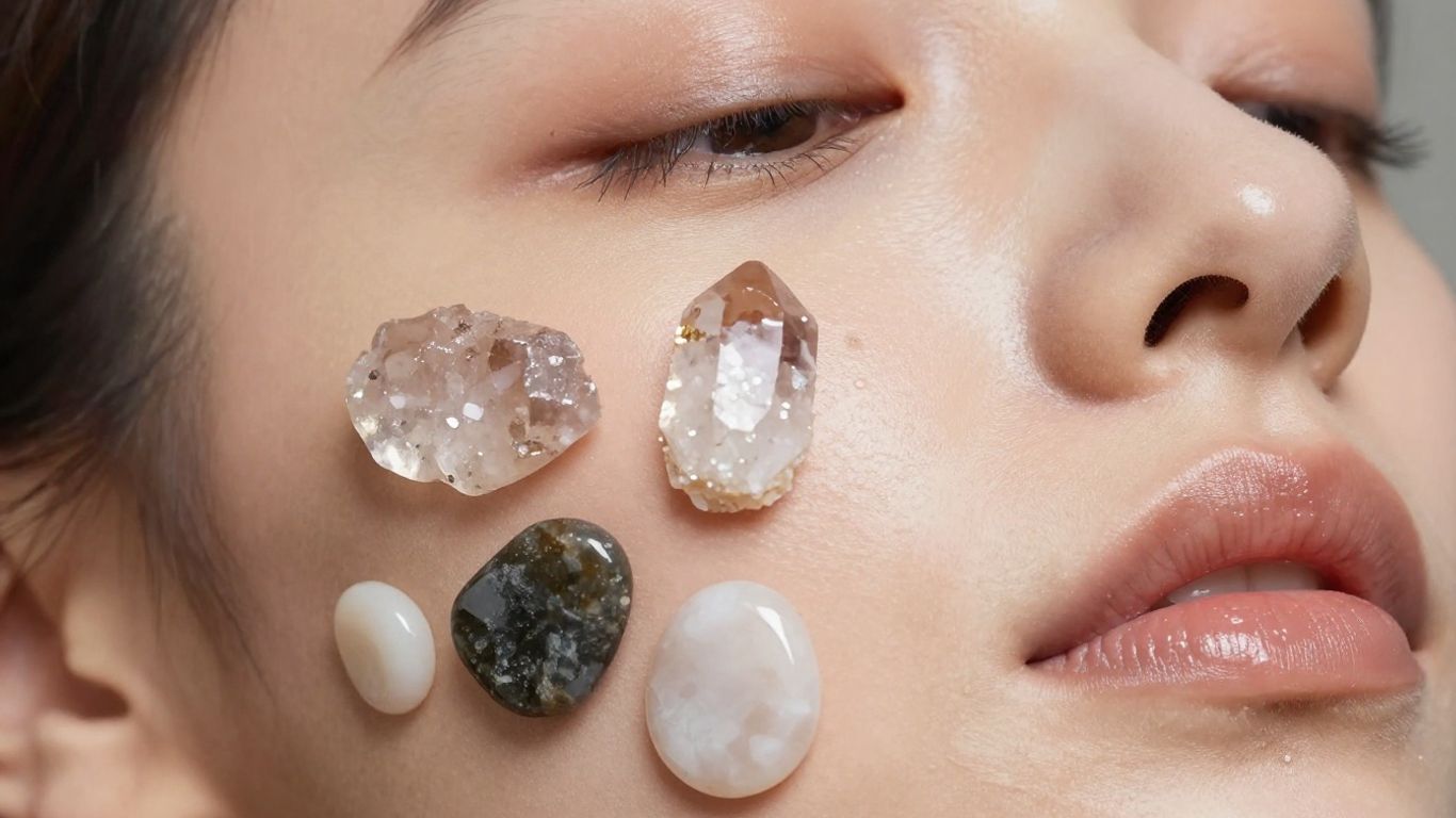 Visage avec des minéraux pour la peau