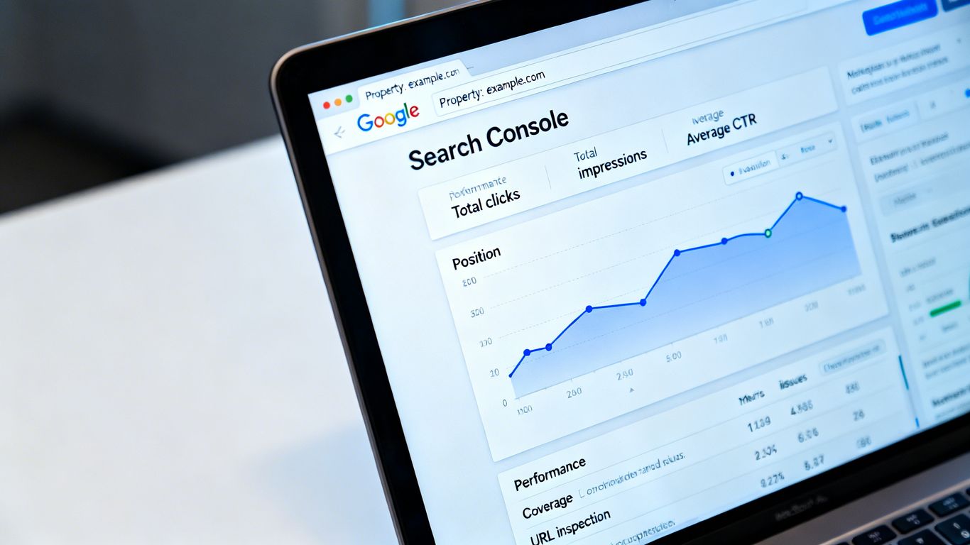 Google Search Console interface on a computer screen.