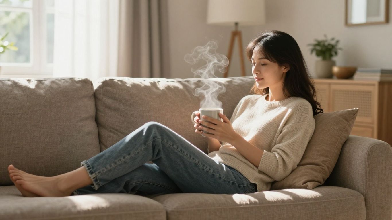 Persona relajada en casa con seguro de hogar.