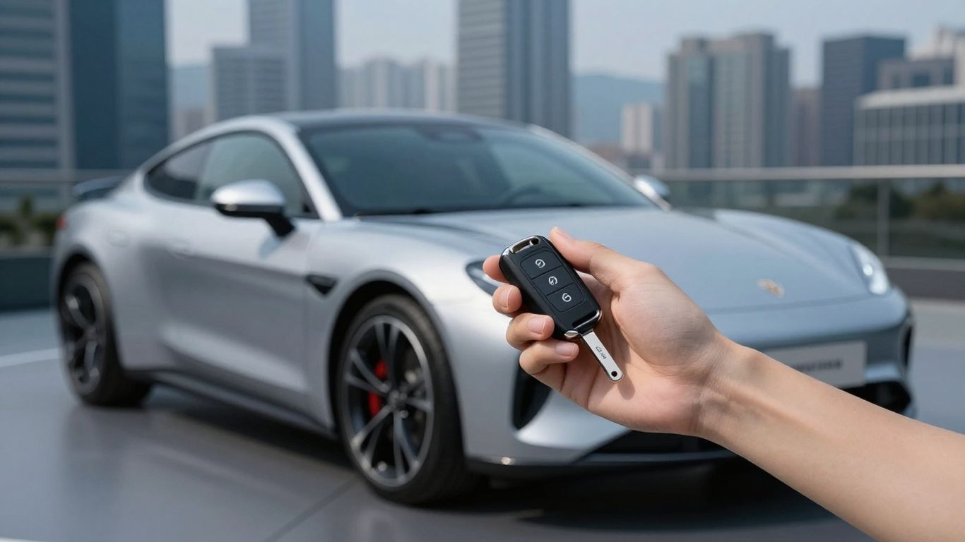 Dream car with a hand holding keys.