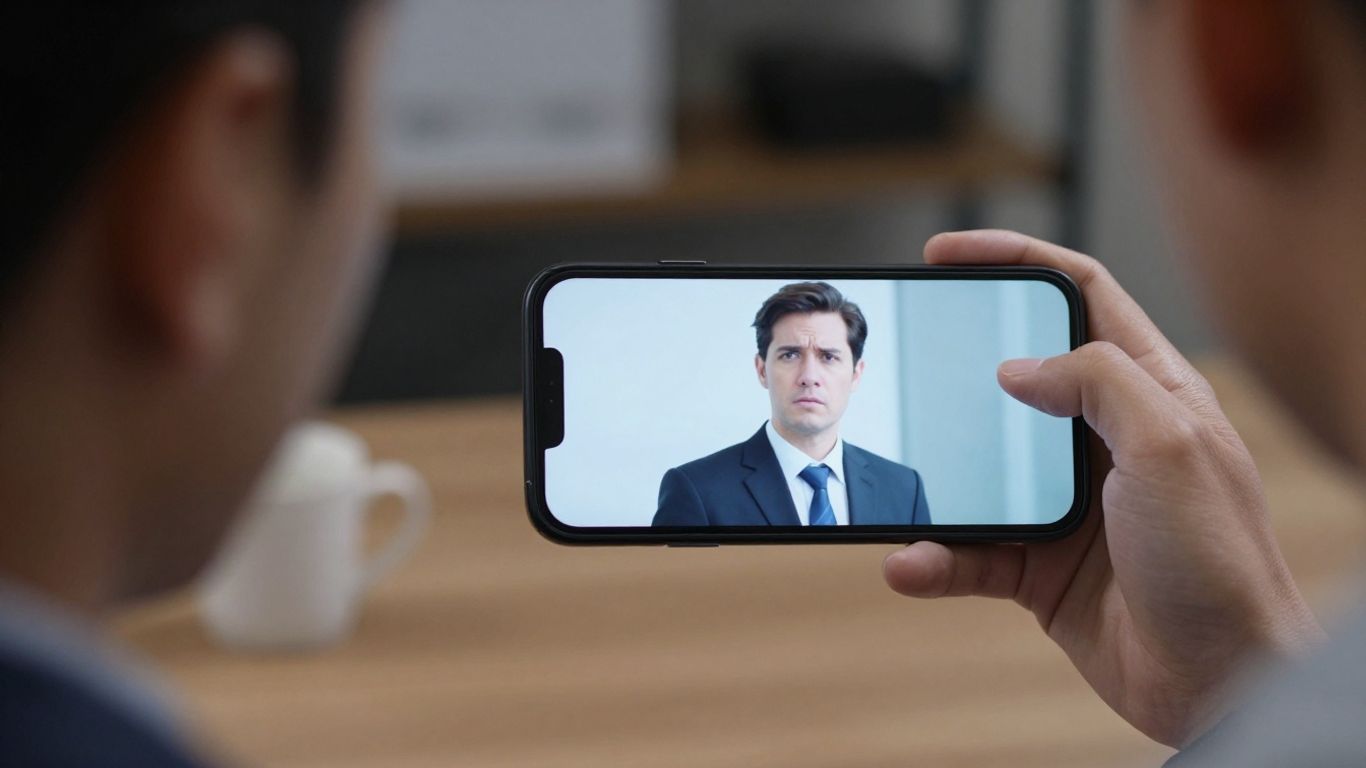 Persona preocupada con teléfono móvil sobre oportunidad de negocio.