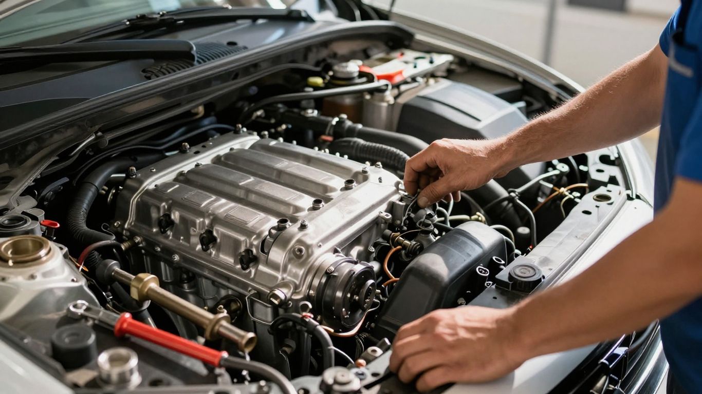Mechanic working on car engine in Castle Hill.