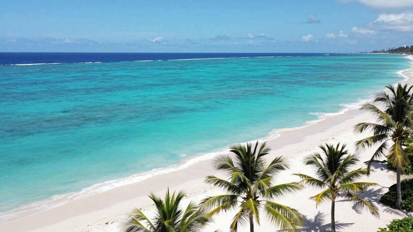 Stunning aerial view of Bahamas coastline