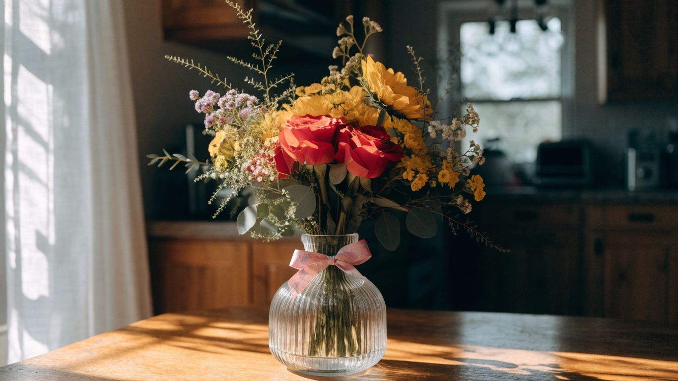 A bright birthday bouquet of seasonal flowers