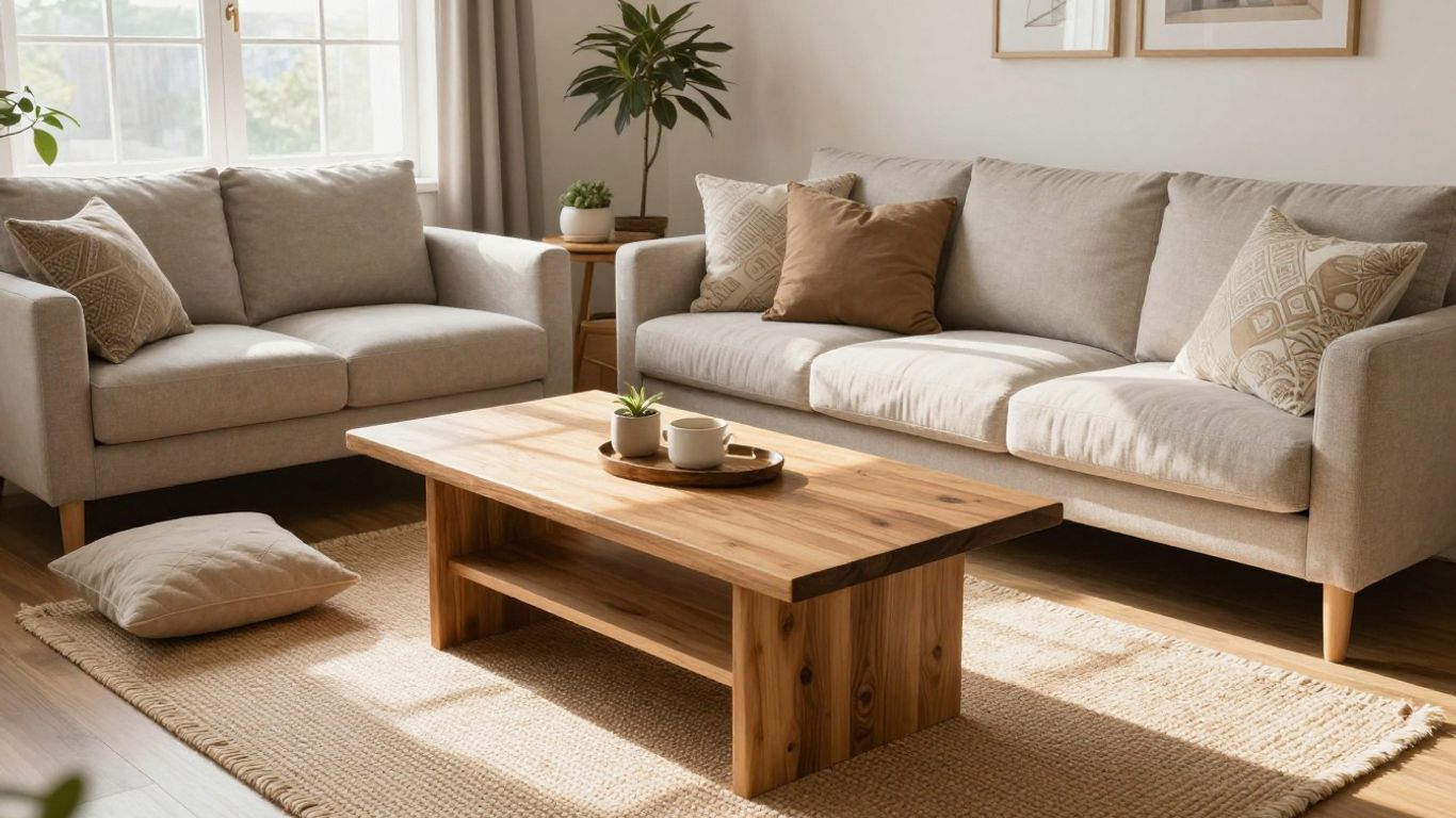 Durable furniture in a stylish Airbnb living room.